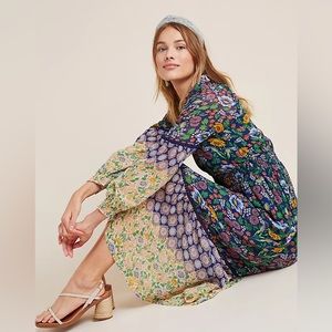 NWT Anthropologie Maeve Ondine Mixed Floral Print Maxi Dress | Size XS